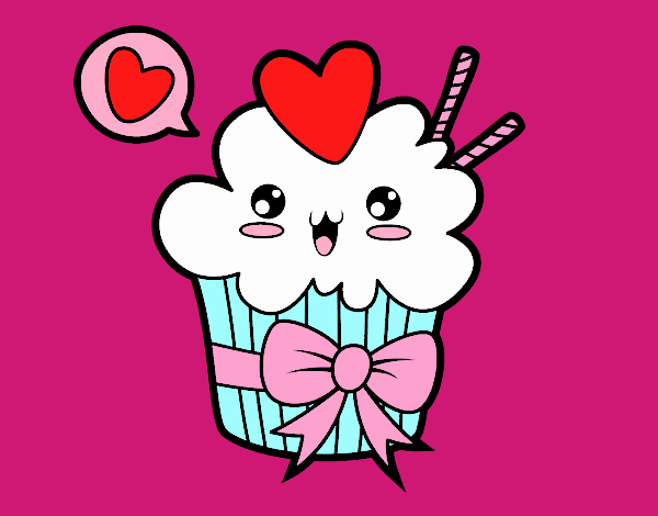 Cupcake kawaii con lazo