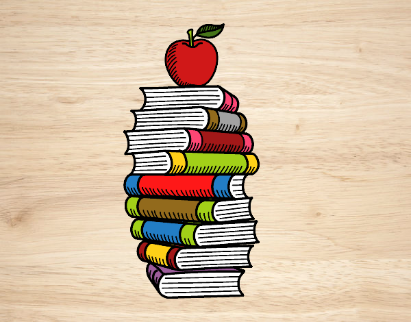 Libros y manzana