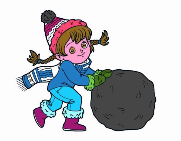 Niña con gran bola de nieve