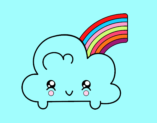 Nube con arco iris kawaii