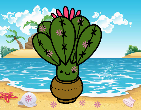 Un cactus con flor