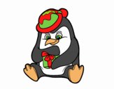 Un pingüino con regalo de Navidad