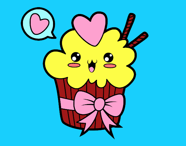 Cupcake kawaii con lazo