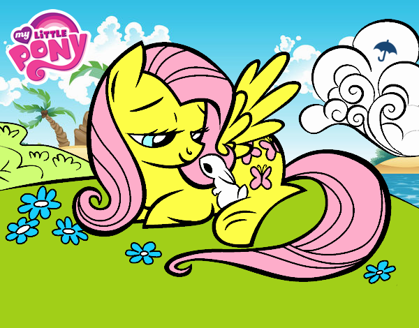 Fluttershy con un conejito