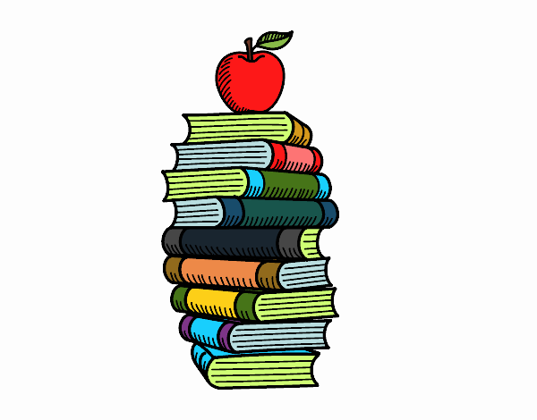 Libros y manzana