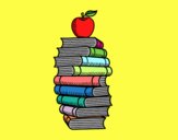 Libros y manzana