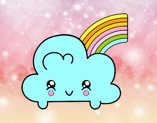 Nube con arco iris kawaii