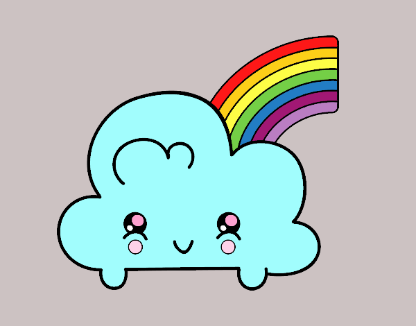 Nube con arco iris kawaii