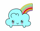 Nube con arco iris kawaii