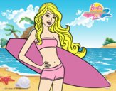 Barbie con tabla de surf