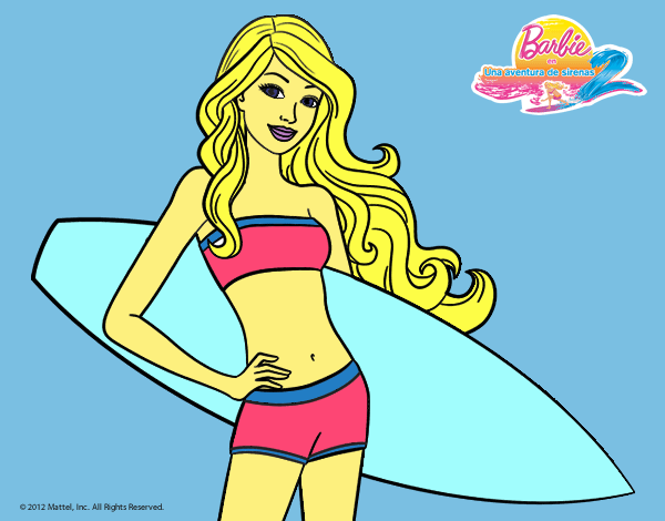 Barbie con tabla de surf