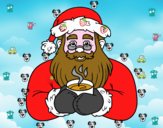 Papá Noel con taza de café