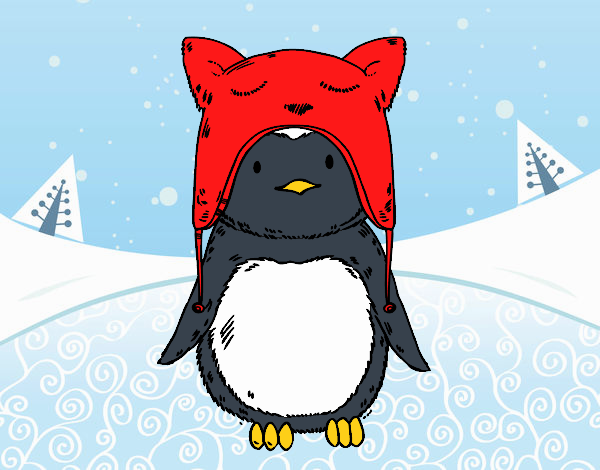 Pingüino con gorrito divertido