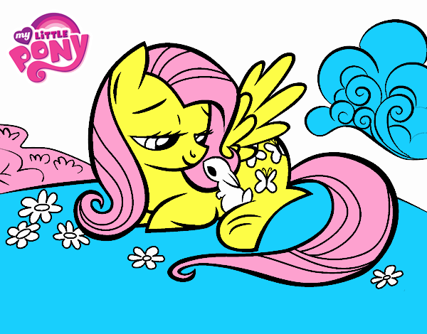 Fluttershy con un conejito