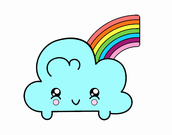 Nube con arco iris kawaii