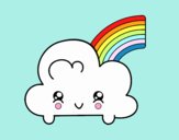 Nube con arco iris kawaii