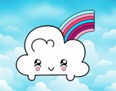 Nube con arco iris kawaii