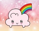 Nube con arco iris kawaii