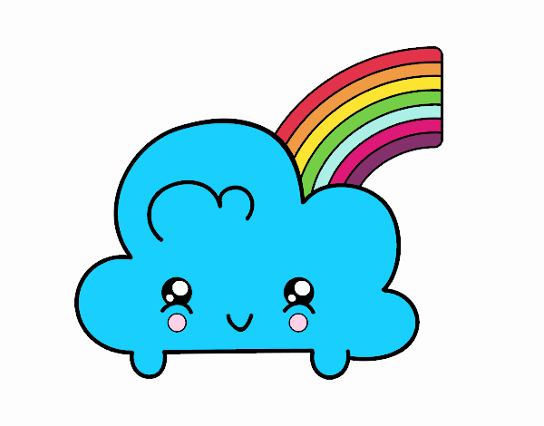 Nube con arco iris kawaii