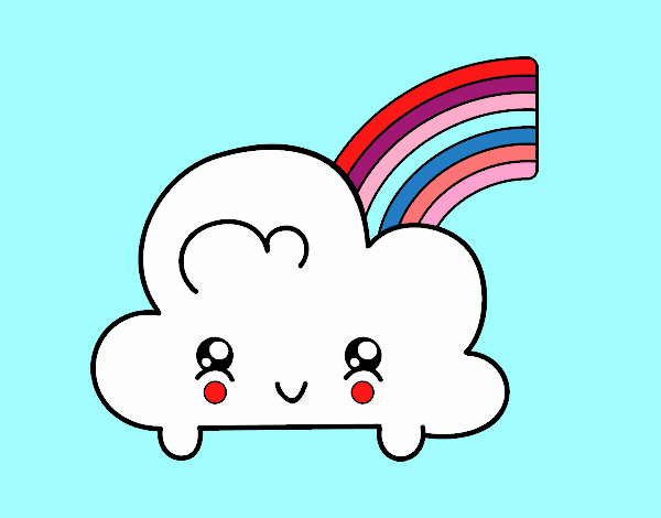 Nube con arco iris kawaii