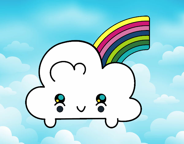 Nube con arco iris kawaii