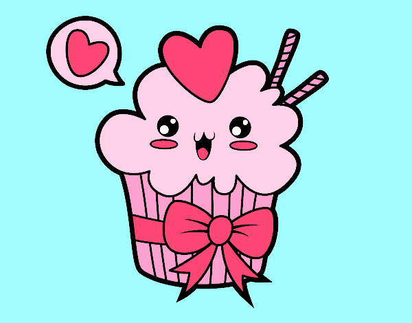 Cupcake kawaii con lazo