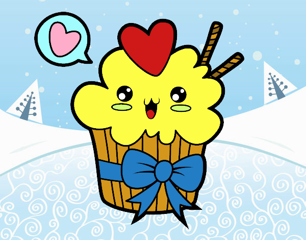 Cupcake kawaii con lazo