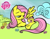 Fluttershy con un conejito