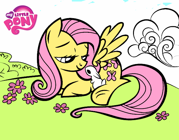 Fluttershy con un conejito