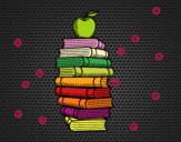 Libros y manzana