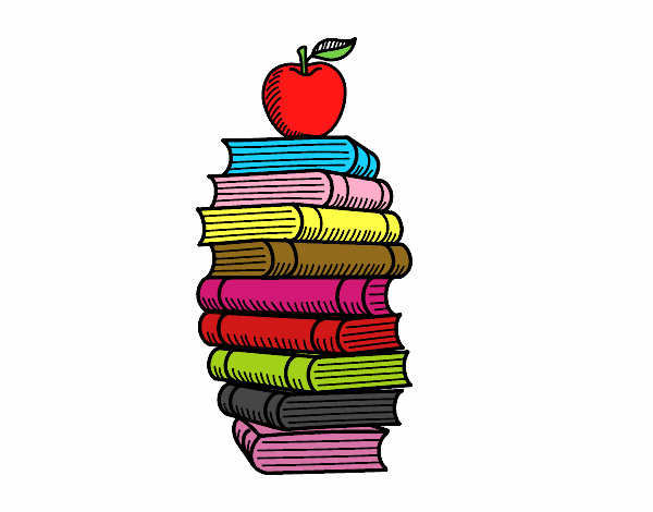 Libros y manzana