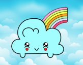 Nube con arco iris kawaii