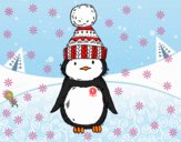 Pingüino con gorro de invierno