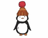 Pingüino con gorro de invierno