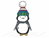 Pingüino con gorro de invierno