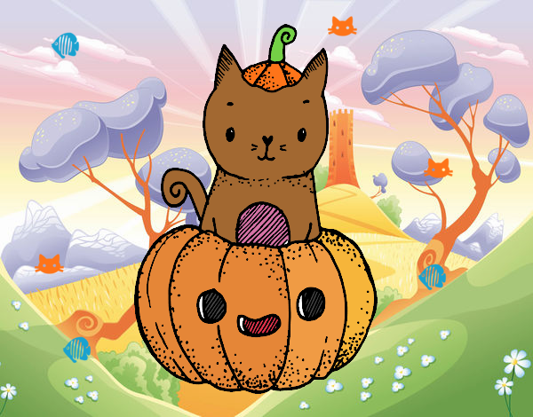 Un gatito de Halloween