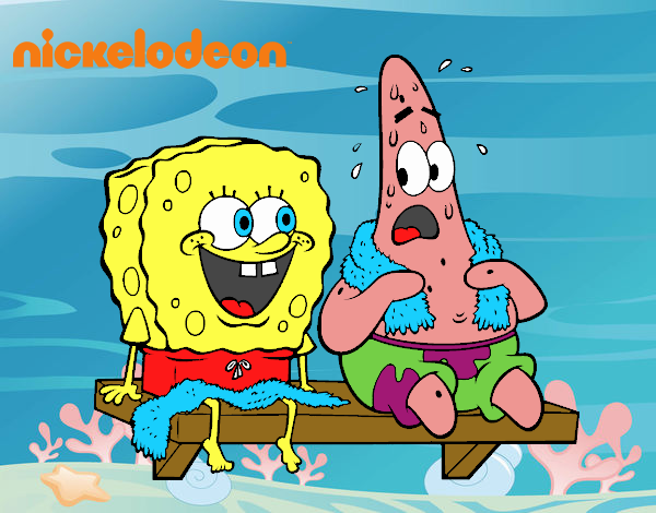 bob   esponja   y       patricio   en   la    picina