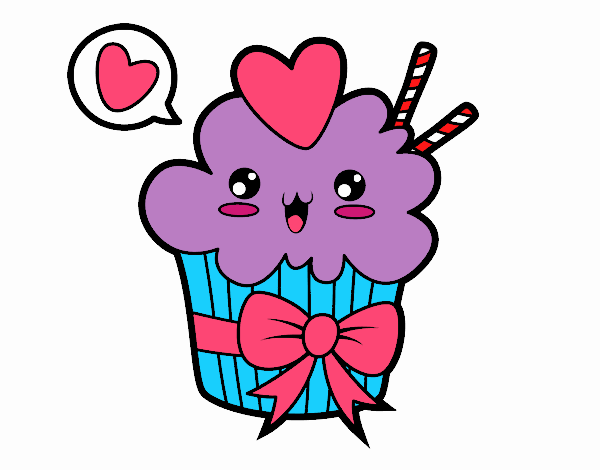 Cupcake kawaii con lazo