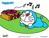 Doraemon escuchando música