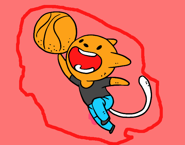 Gato jugando a baloncesto