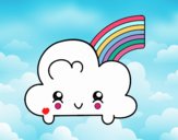 Nube con arco iris kawaii