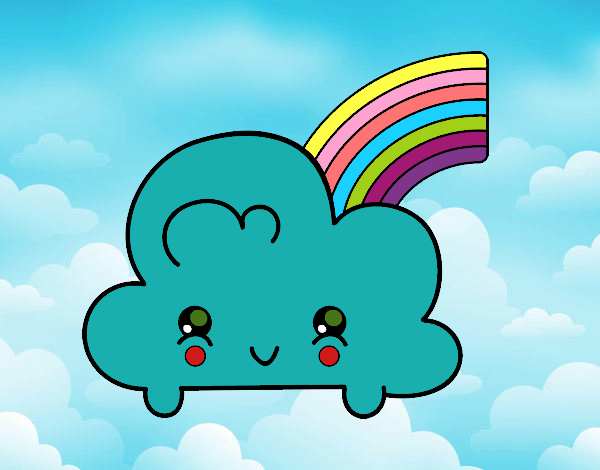 Nube con arco iris kawaii