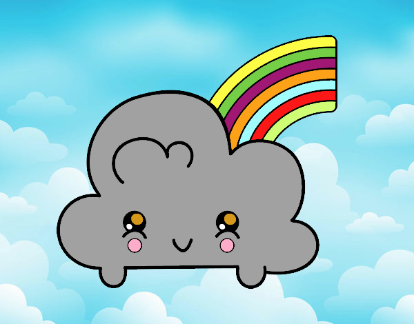 Nube con arco iris kawaii