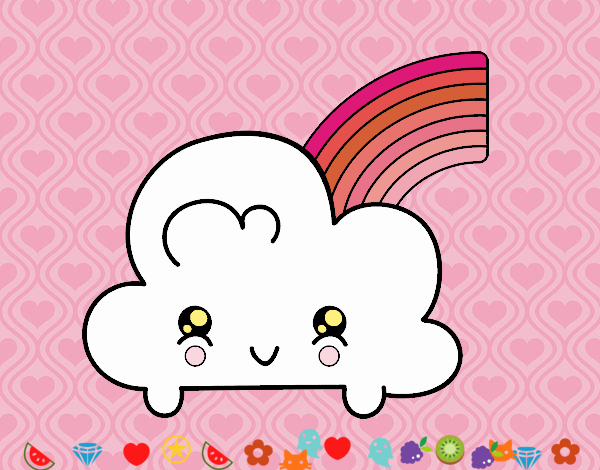 Nube con arco iris kawaii