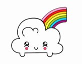 Nube con arco iris kawaii