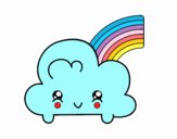 Nube con arco iris kawaii