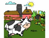 Vaca en la granja