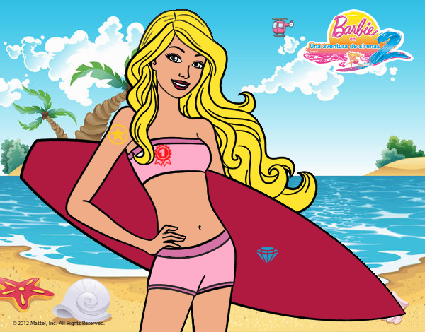 Barbie con tabla de surf