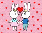 Dibujo Conejos enamorados pintado por gatitaYT