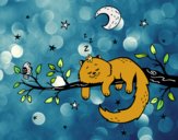 Dibujo El gato y la luna pintado por gatitaYT